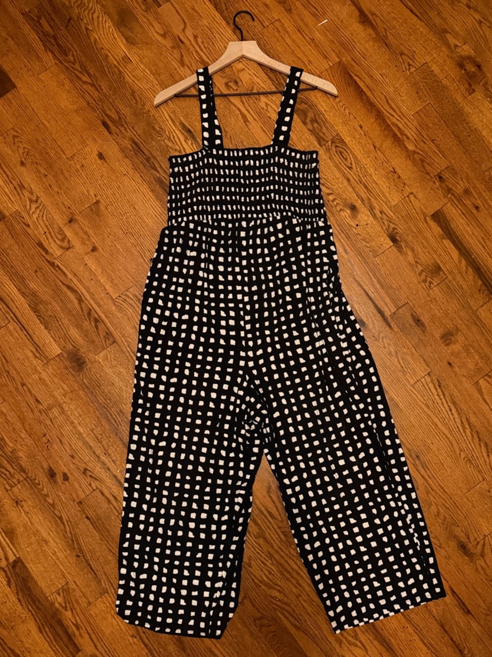 Ingrid+ Isabel Maternity Check Smocked Square Neck Jumpsuit